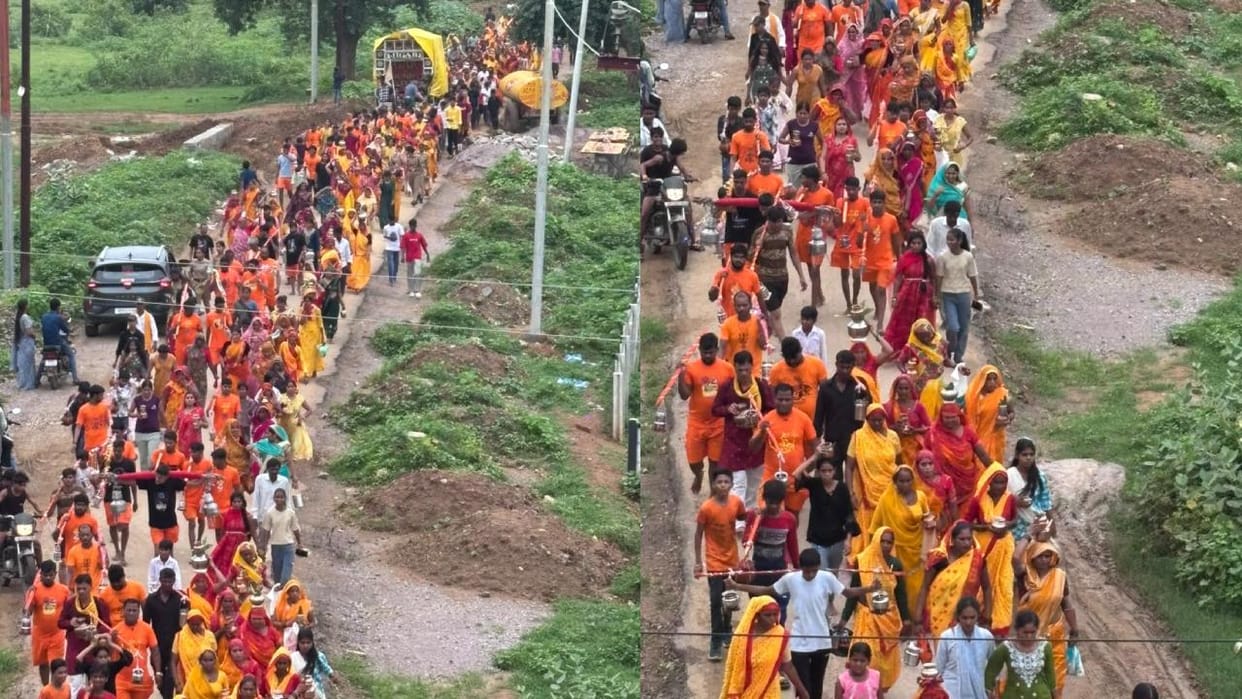 Jhansi: Babina echoes with chants of 'Bam-Bam Bhole'; grand Kanwar Yatra sets out from Sukuva-Dhukuva.