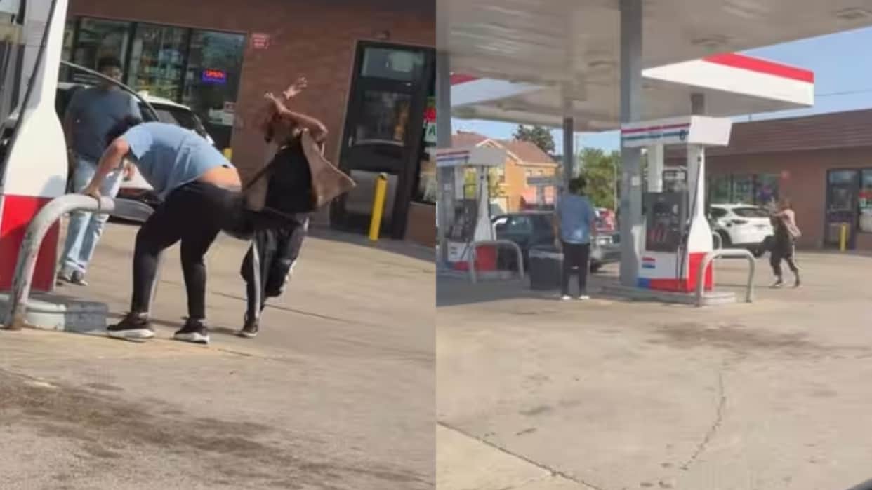 American Attacks Indian at Gas Station Gets a Perfect Plastic Can Hit in Viral Video