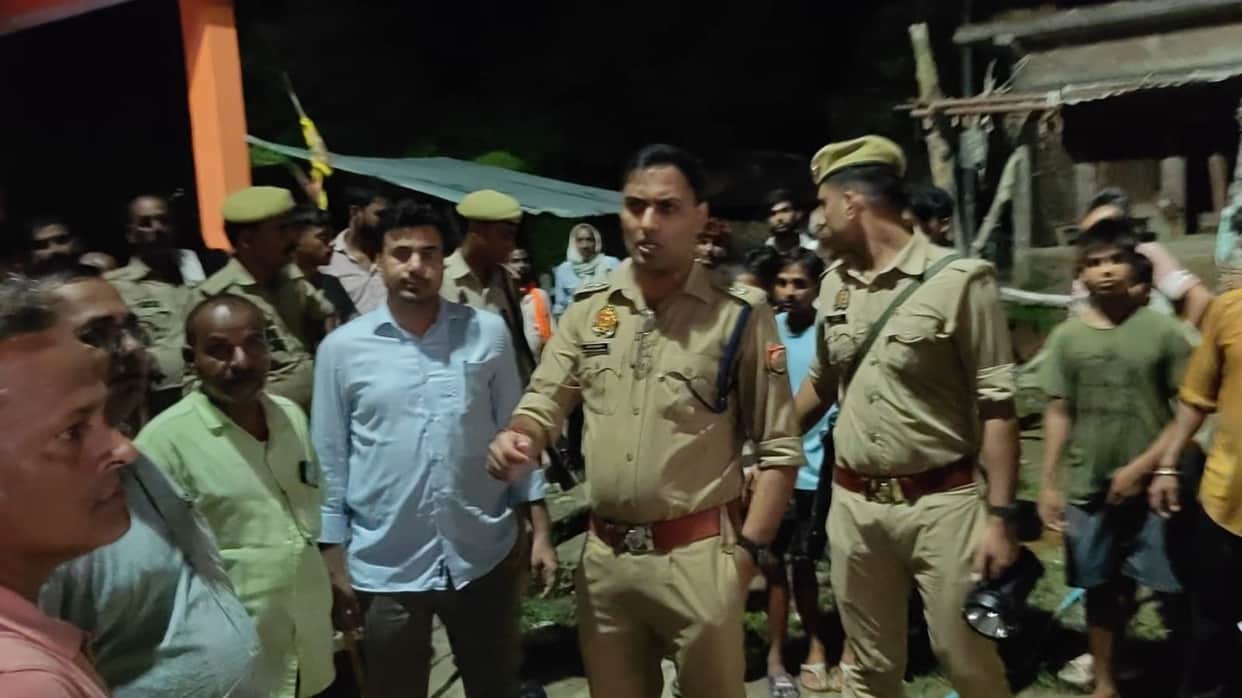 Farmer shot and then run over by a car; village turned into a police cantonment; atmosphere of panic.