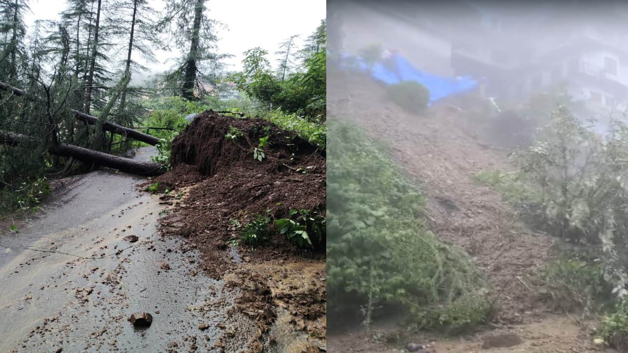 शिमला में बारिश से जगह-जगह भूस्खलन।