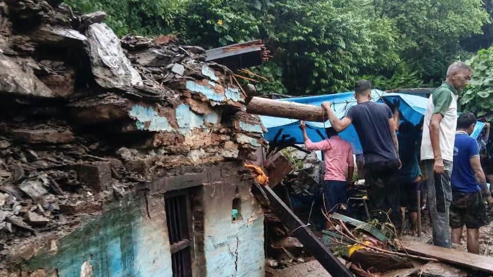 House collapses due to debris slide Landslide In Kotdwar Elderly woman and two-year-old child buried alive