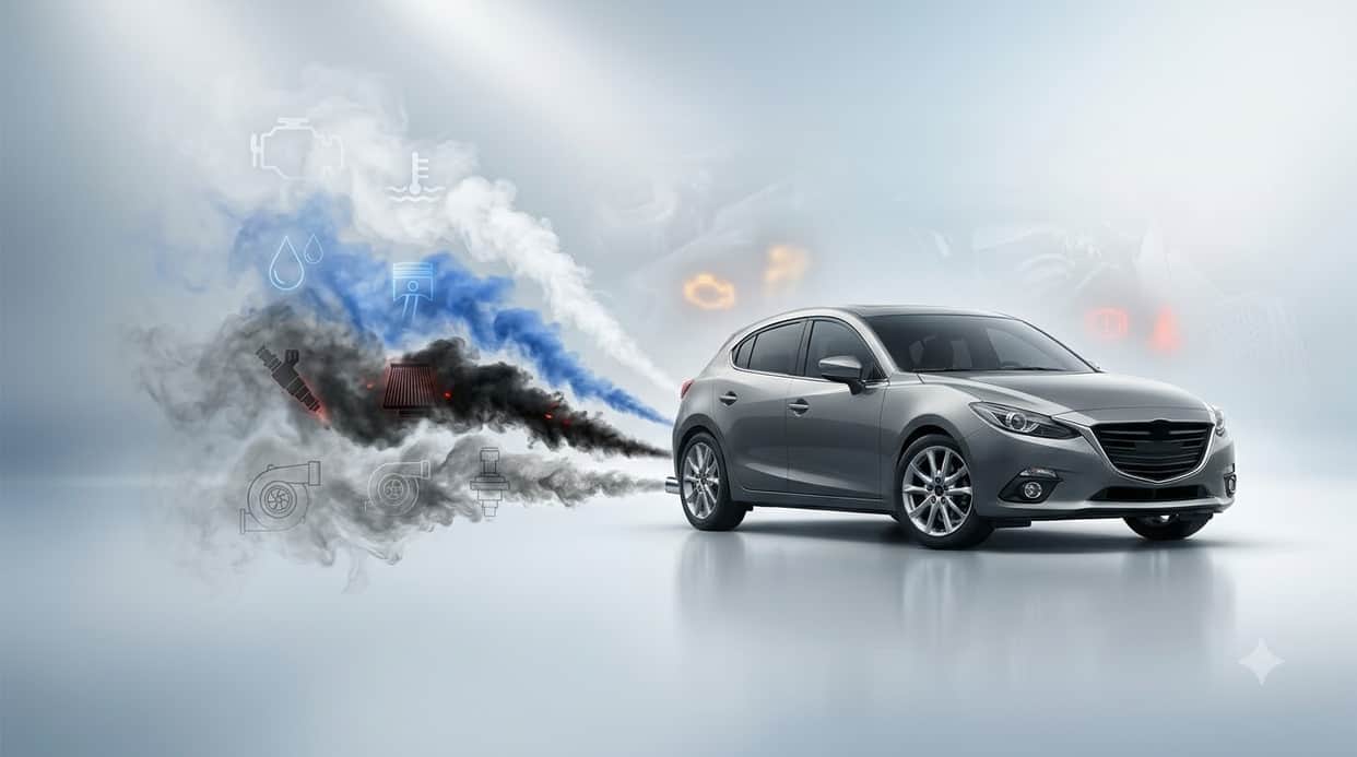 Car Exhaust Smoke, What White, Blue, Black , Grey Smoke Say About Engine