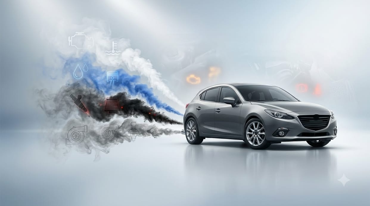 Car Exhaust Smoke, What White, Blue, Black , Grey Smoke Say About Engine