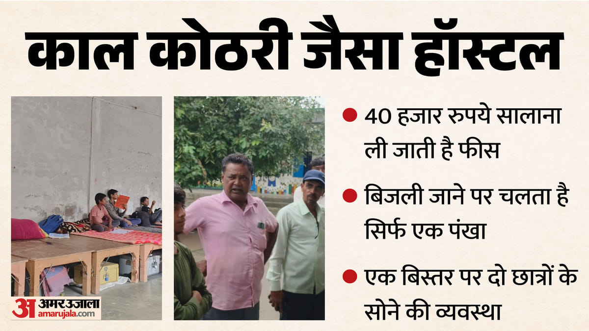 UP का काल कोठरी जैसा छात्रावास: दो कमरों में 34 बच्चे, एक बिस्तर पर दो-दो छात्र; एक ही जगह खाना, रहना और पढ़ना