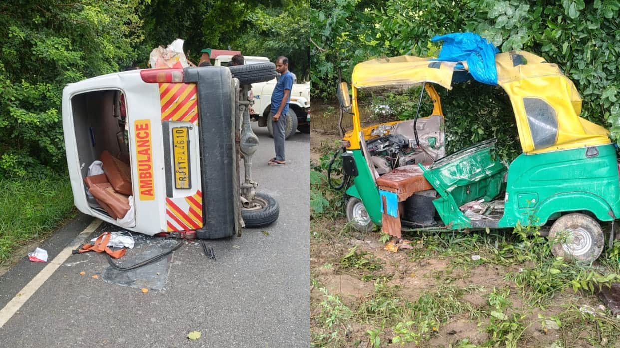Two youths from Bareilly traveling in a tempo died after being hit by an ambulance in Budaun
