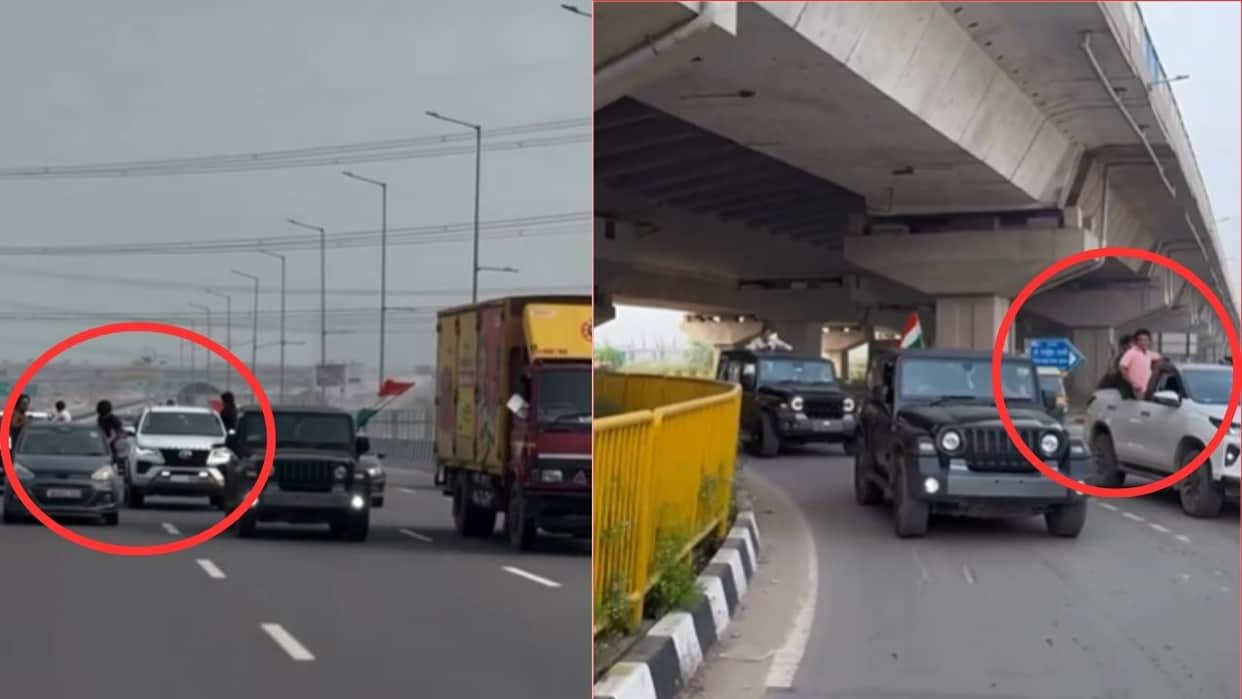 Video of youths performing stunts with Thar and Scorpio on Dwarka Expressway in Gurugram