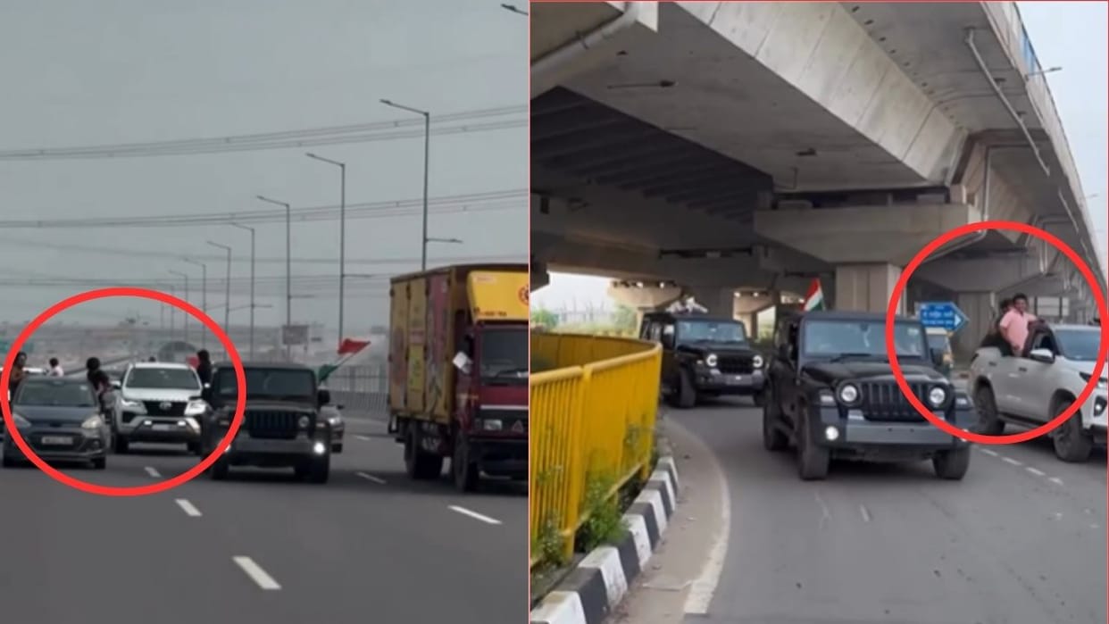 Video of youths performing stunts with Thar and Scorpio on Dwarka Expressway in Gurugram