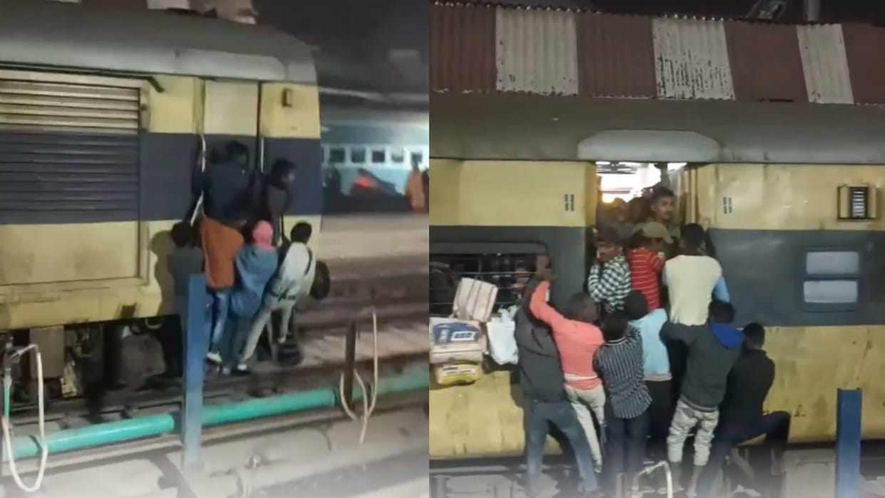 Bihar Viral Video: बिहार खtrain overcrowded passengers hanging from doors railway react after video goes viral