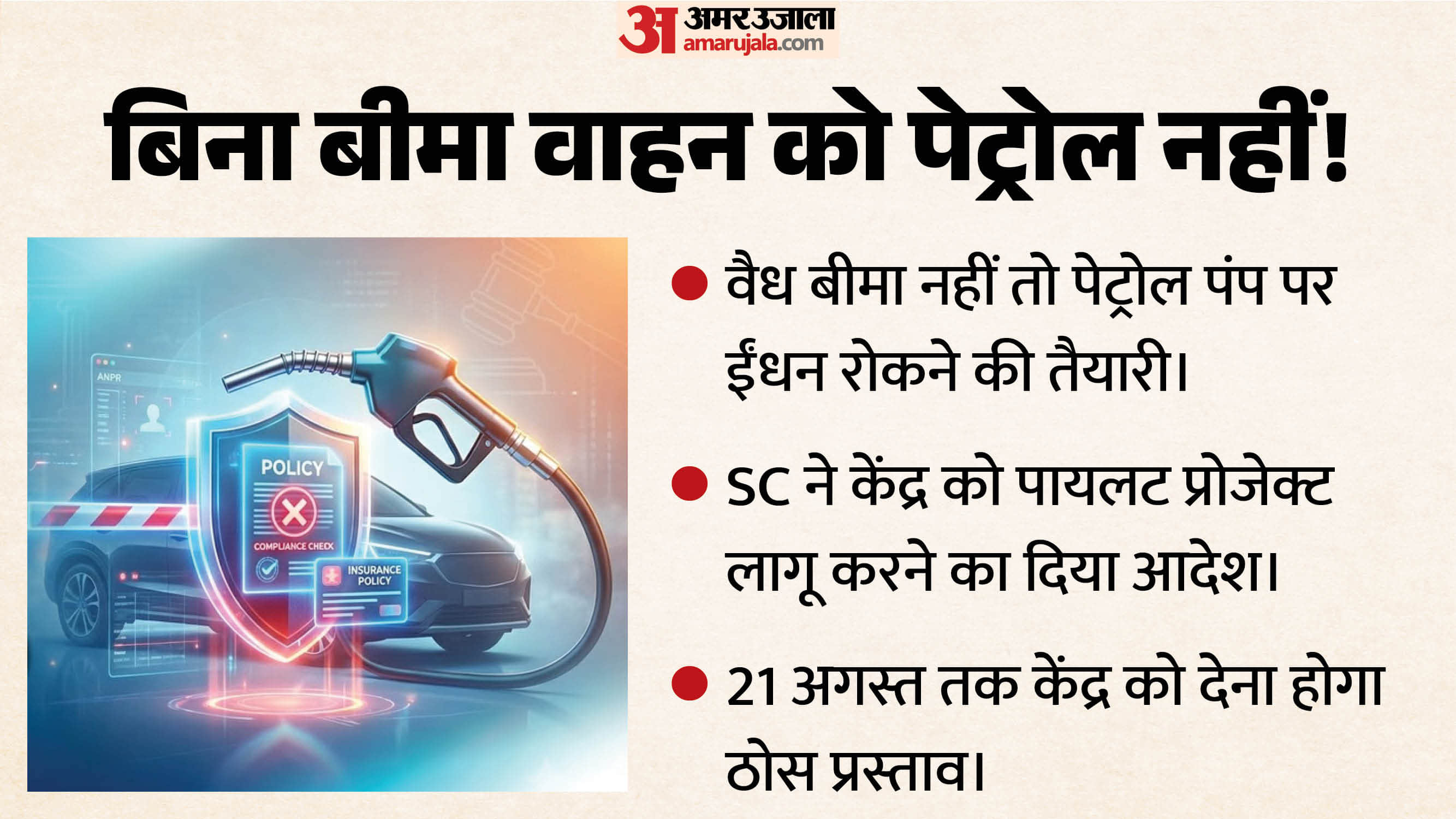 बिना बीमा ईंधन नहीं!