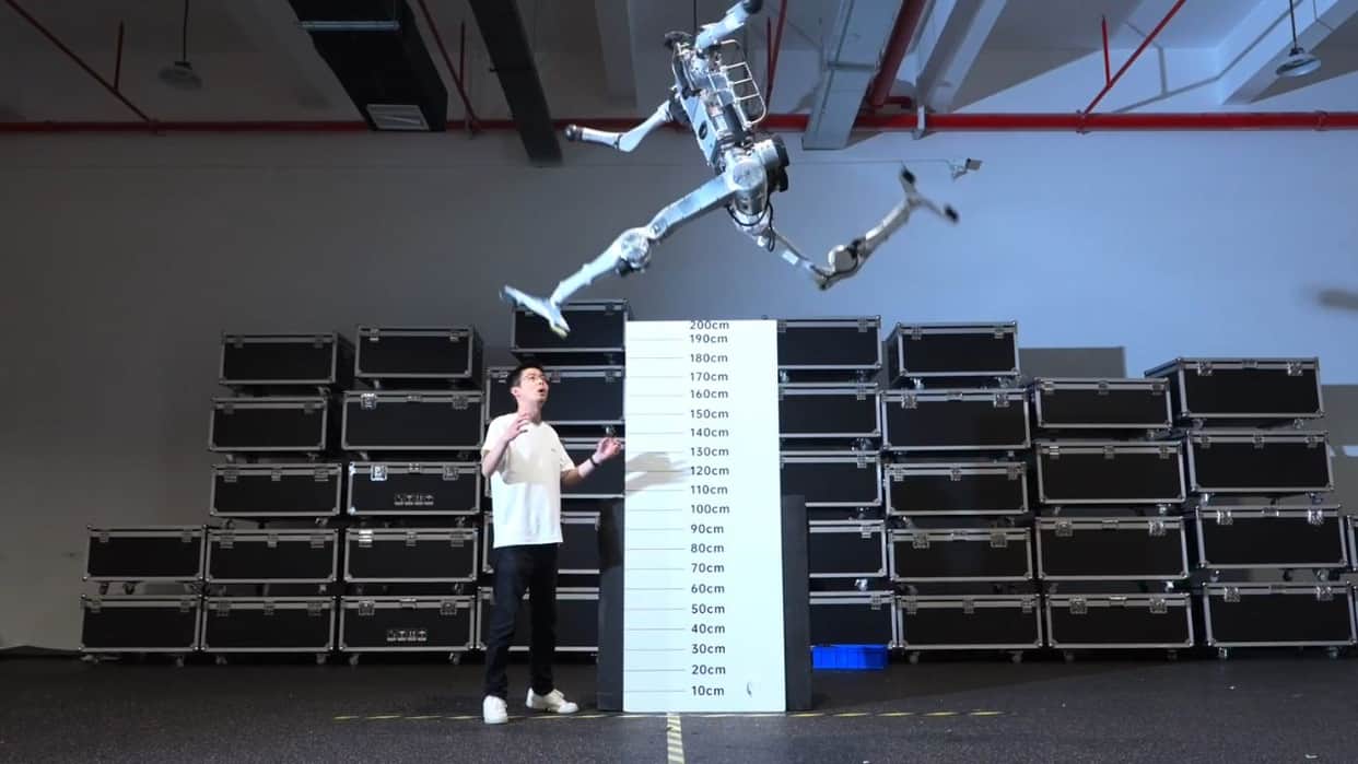 unitree superman humanoid robot jumps 2 metre speeds 12 66 per second soon to beat ussain bolt