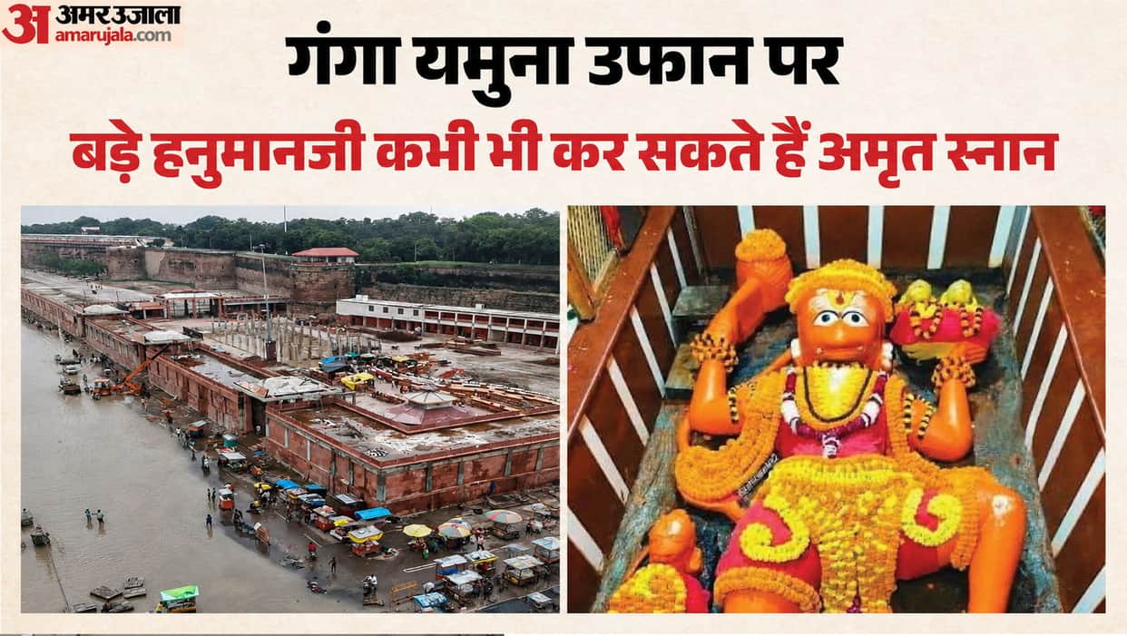 Water levels of the Ganga and Yamuna are rising rapidly Bade Hanumanji 'Amrit Snan' any moment.