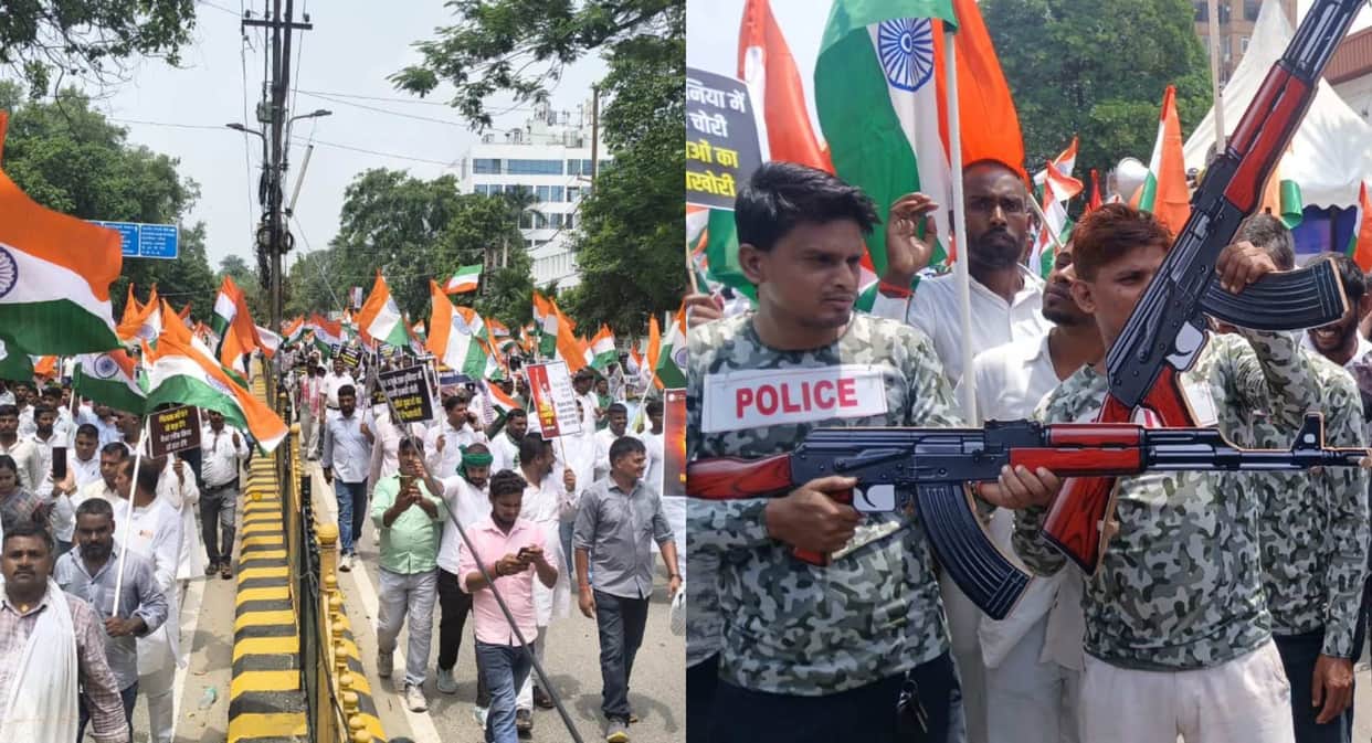 English Headline Bihar Student Protest Tejashwi Yadav Leads Raj Bhavan March Over Paper Leaks, Police Stop RJD