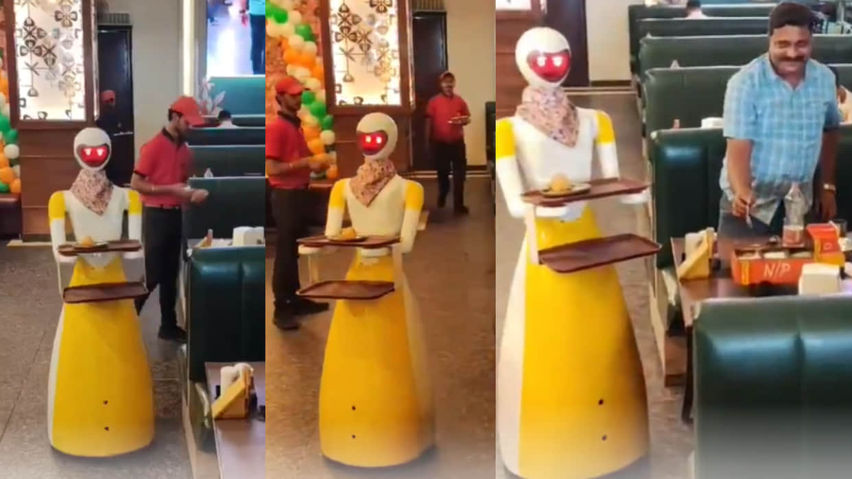 Murthal dhaba robot waiters are serving food instead of humans viral video