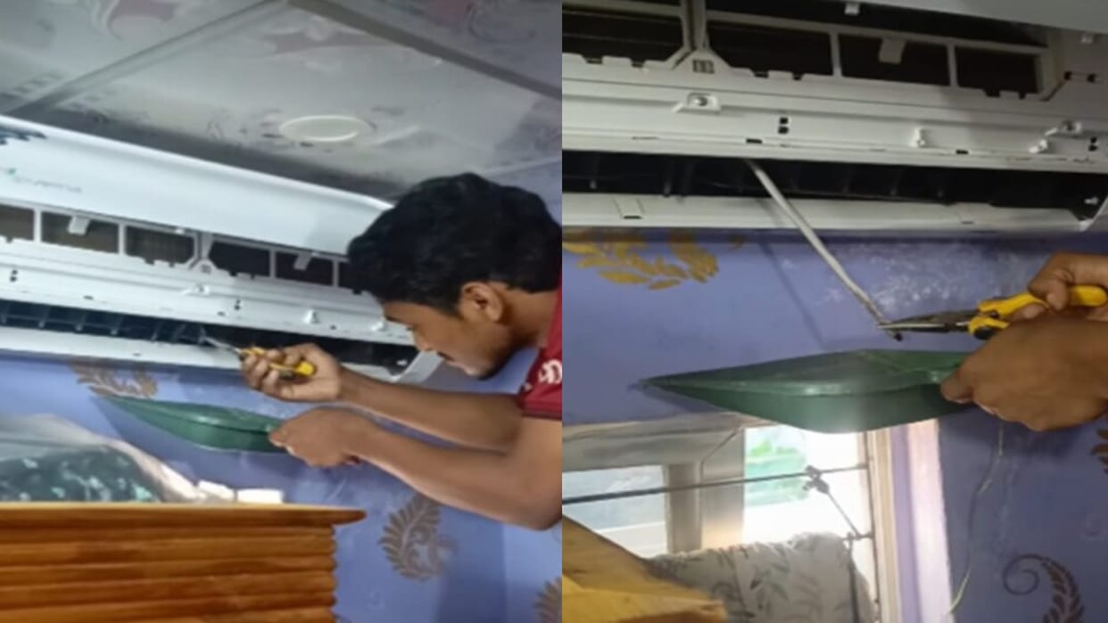 viral ac after strange noise came out snake pulled viral monsoon video