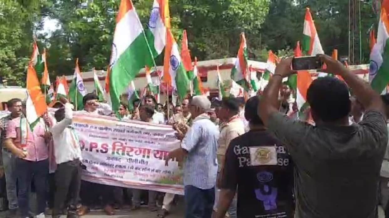 Sanitation workers protest demanding the restoration of the old pension scheme in Pilibhit