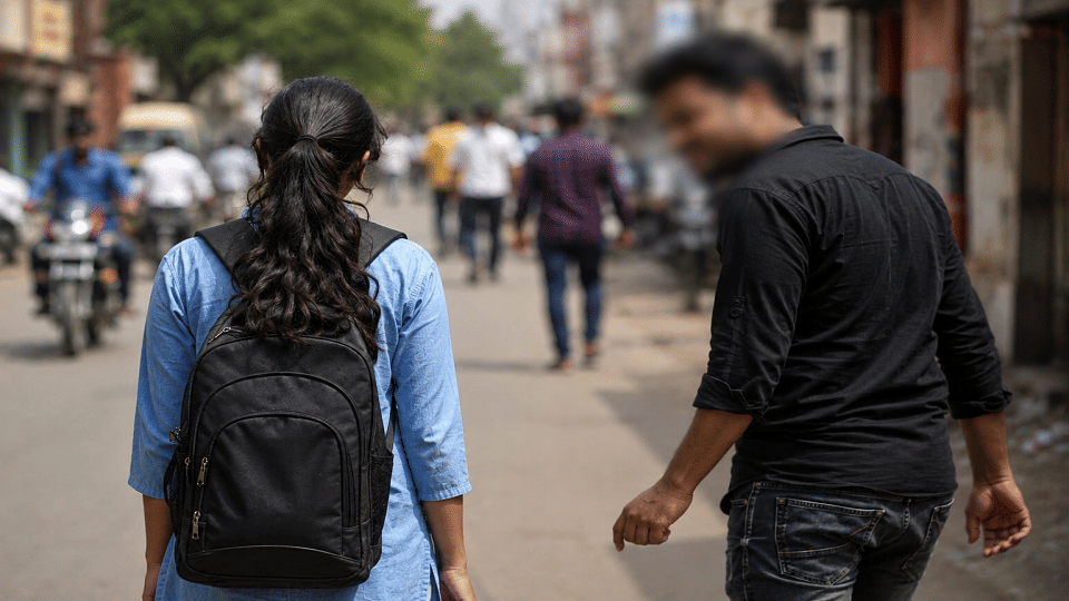 young man harassing a girl