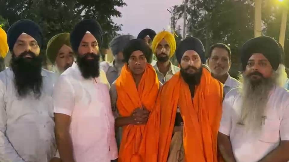 Panjokhra Dispute Both Sikh youths released from Central Jail welcomed by the Sangat