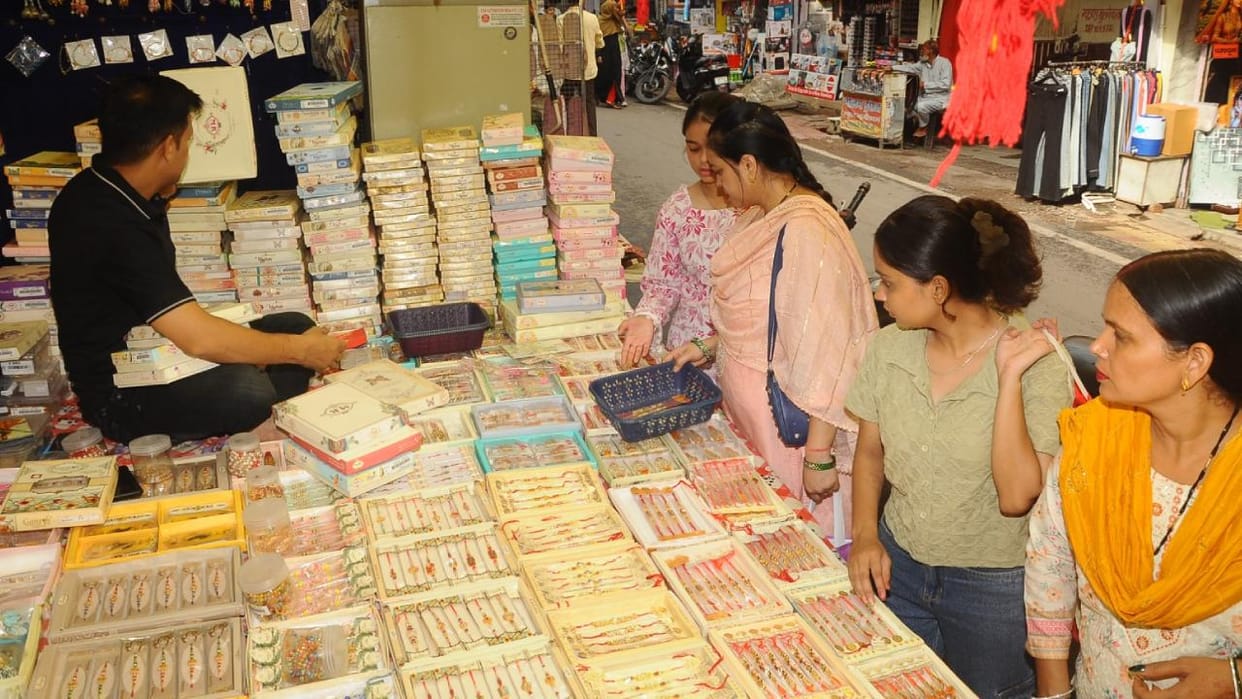 Jhansi: Gold and silver rakhis to adorn brothers' wrists.