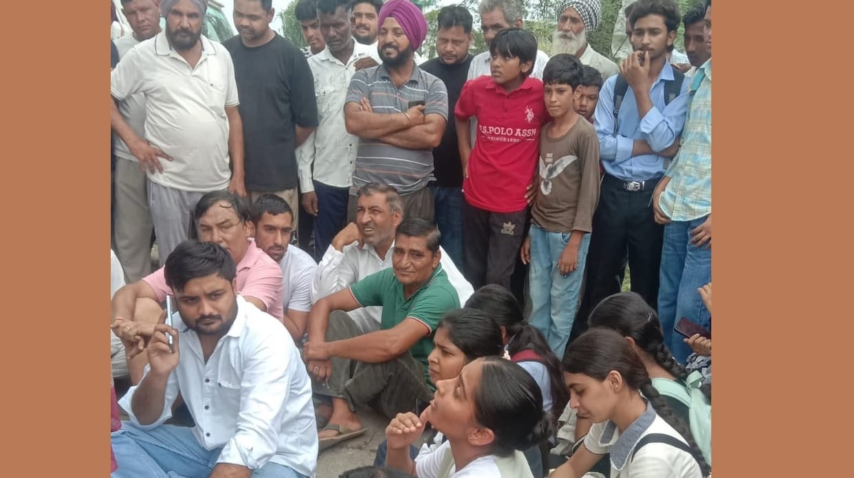 Angered by a shortage of buses in Yamunanagar, female students and villagers staged a road blockade
