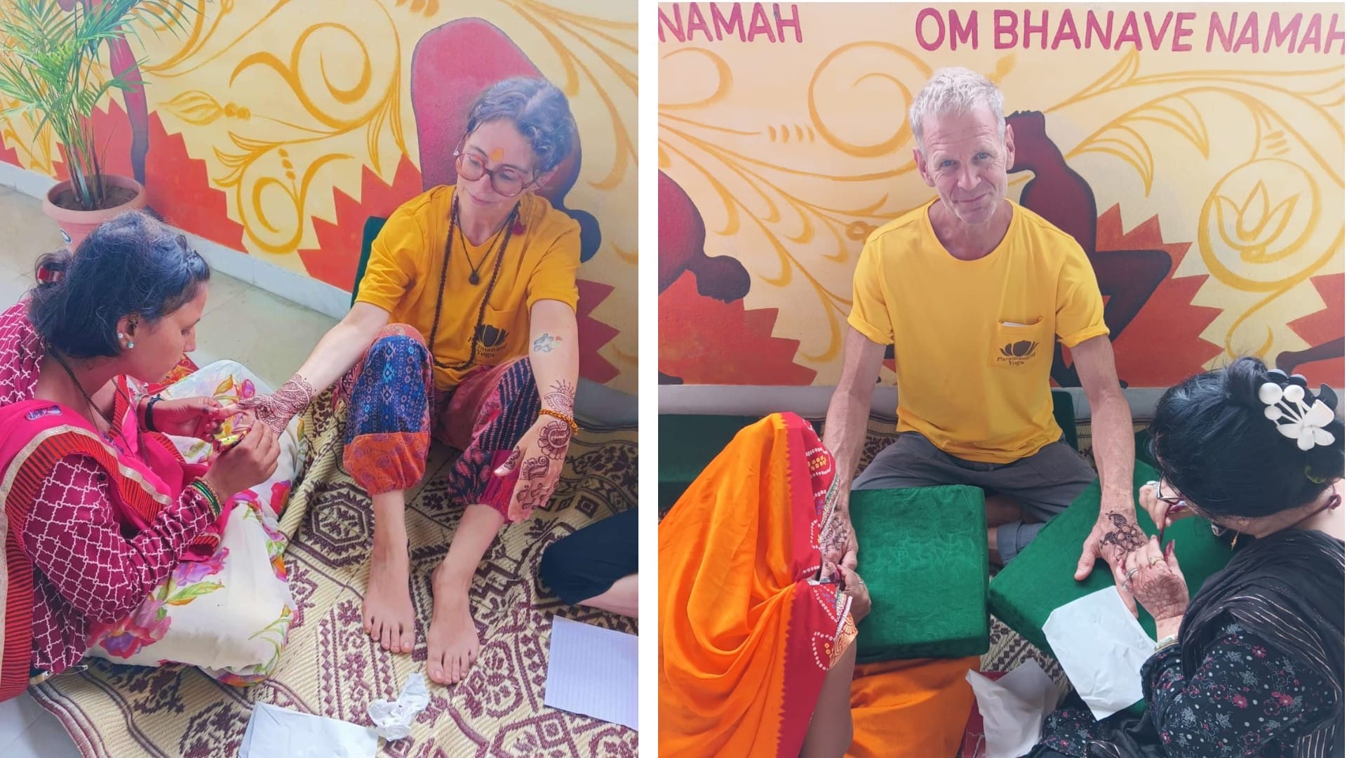 विदेशी मेहमानों को मेहंदी लगाई गई