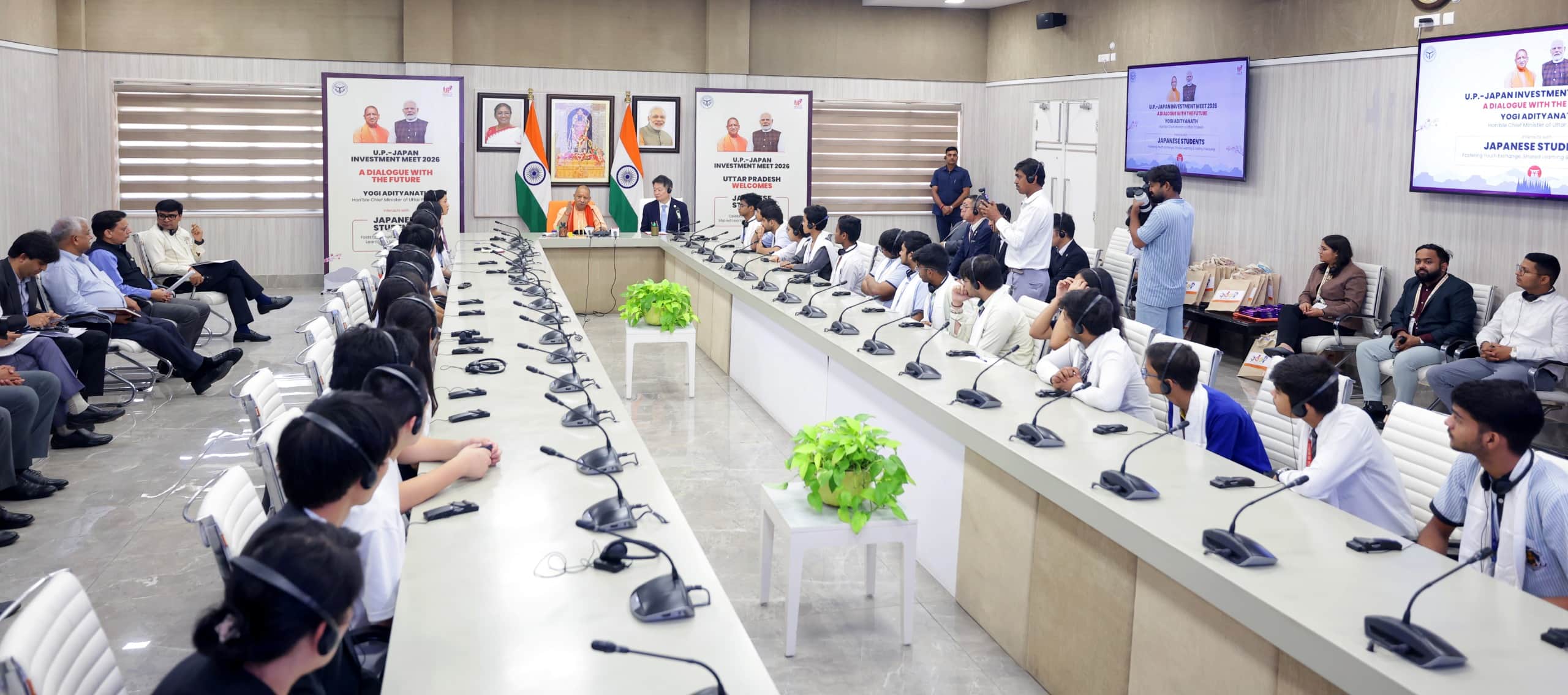 CM Yogi Adityanath meets to Japanese students in Lucknow.