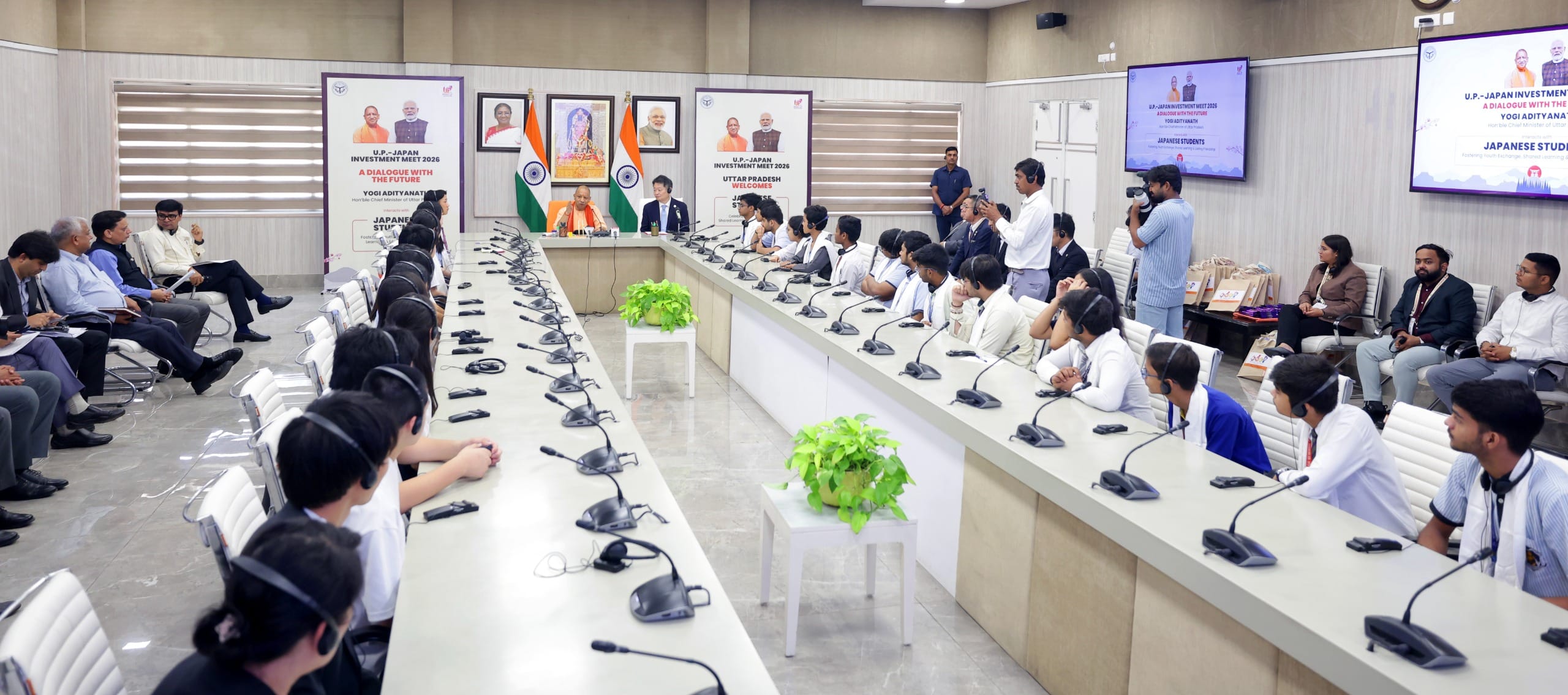 CM Yogi Adityanath meets to Japanese students in Lucknow.