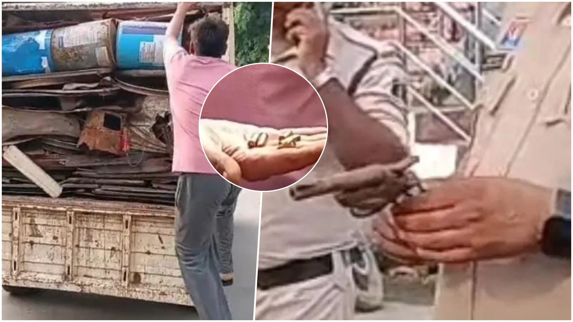 कबाड़ी के पास से जिंदा कारतूस और पिस्टल बरामद
