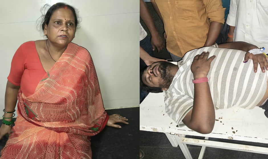 घटना की जानकारी देती मां व घायल बेटा