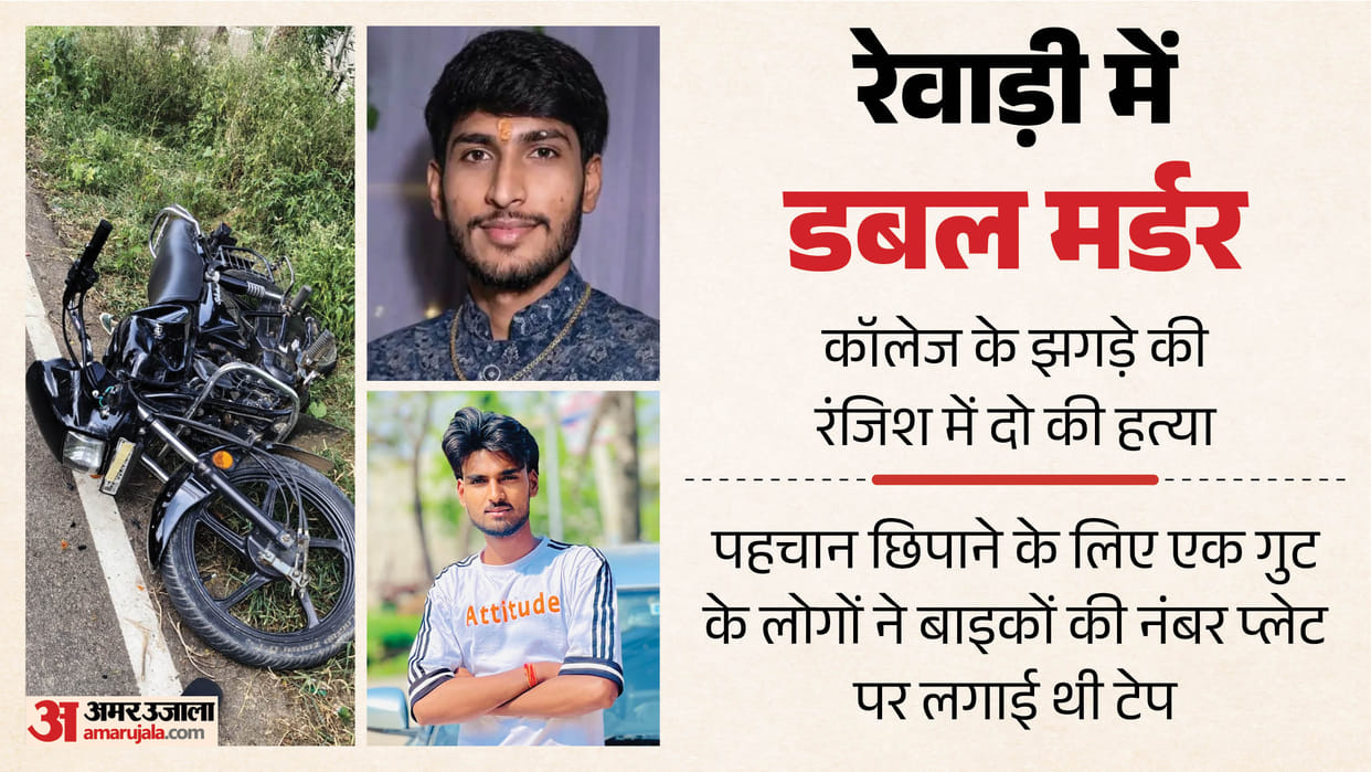 Two killed colleges feud in rewari Tape had been applied to bikes number plate to conceal identity