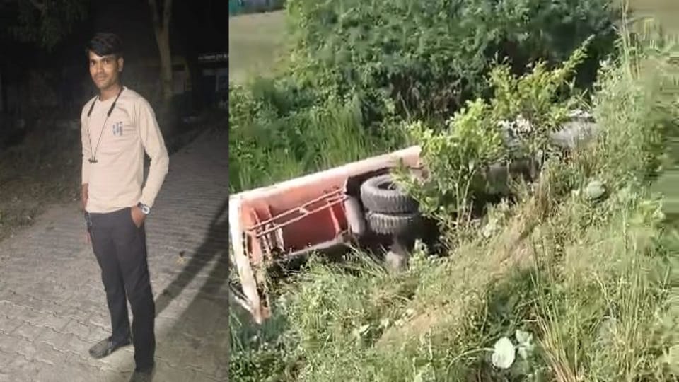young man died in collision between tanker and bike in Firozabad