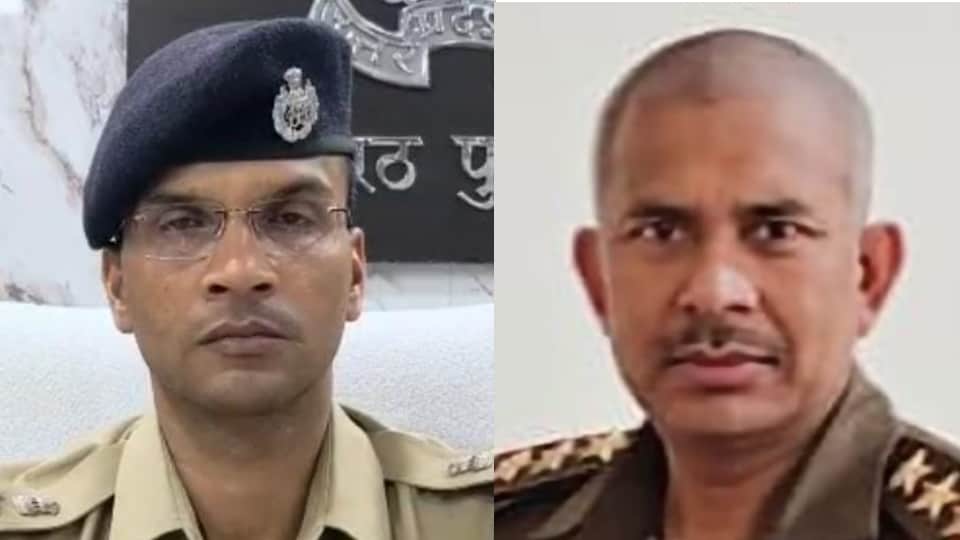 मेरठ के तत्कालीन एसएसपी अविनाश पांडेय और इंस्पेक्टर अखिलेश गौड़।