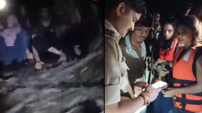 सागर जिले में स्थित आपचंद गुफा के पास नदी में फंसे नौ युवक-युवतियां