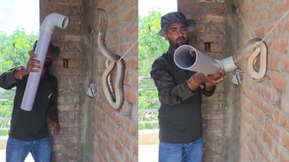 शख्स ने PVC पाइप से किया कोबरा का रेस्क्यू