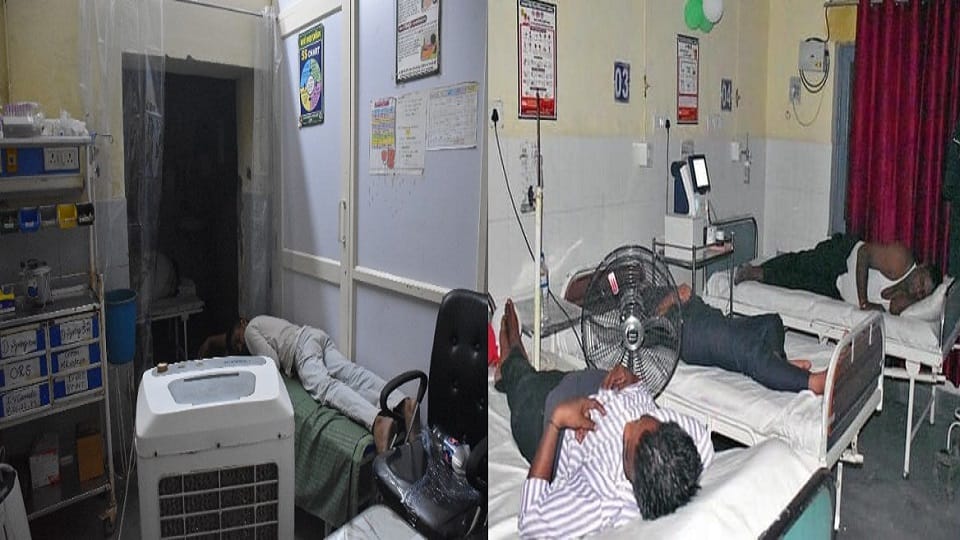condition of Aligarh District Hospital at night