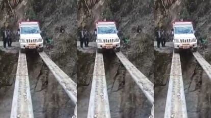 नीचे खाई, ऊपर बोलेरो! जान हथेली पर रखकर दो पाइपों पर चढ़ा दी गाड़ी