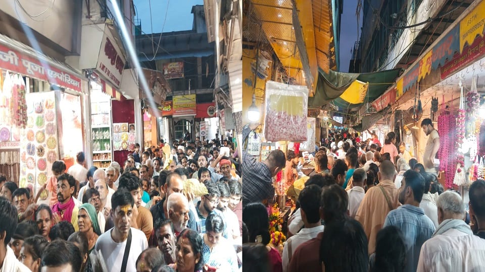crowd of devotees thronged Banke Bihari Temple on Ekadashi in vrindavan in mathura