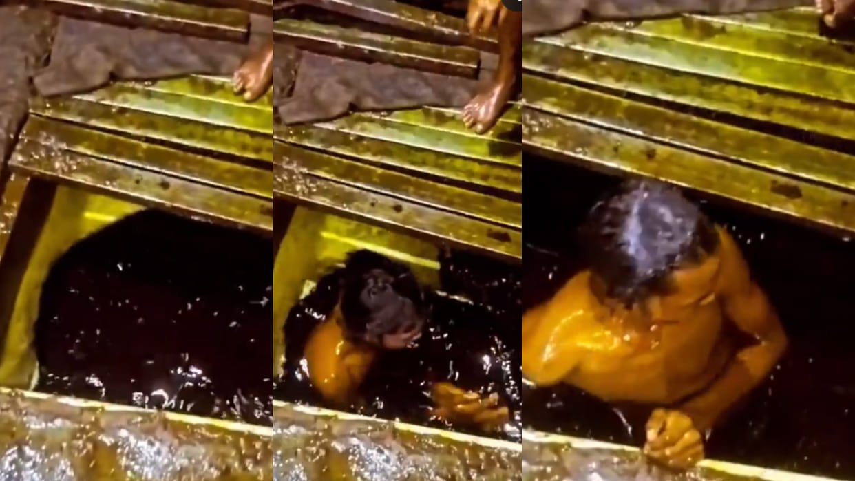 Man bathing in mustard oil tank people are expressing social media their anger after watching the viral video