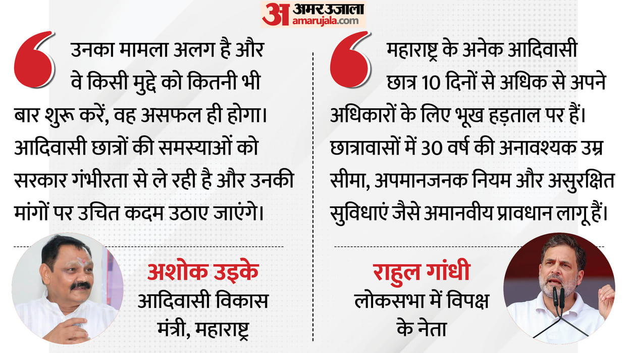 Uproar over tribal students hunger strike Minister Ashok Uike hits back Rahul allegations says You arrive late