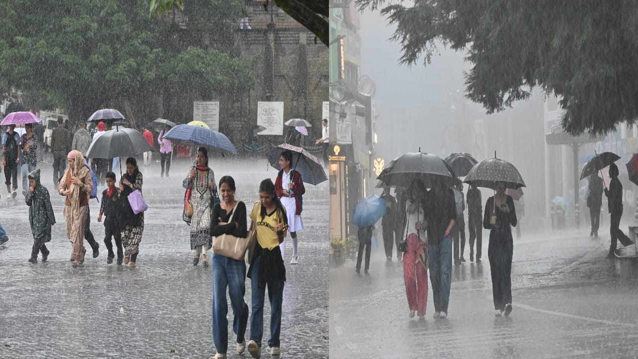 शिमला में झमाझम बरसे बादल।