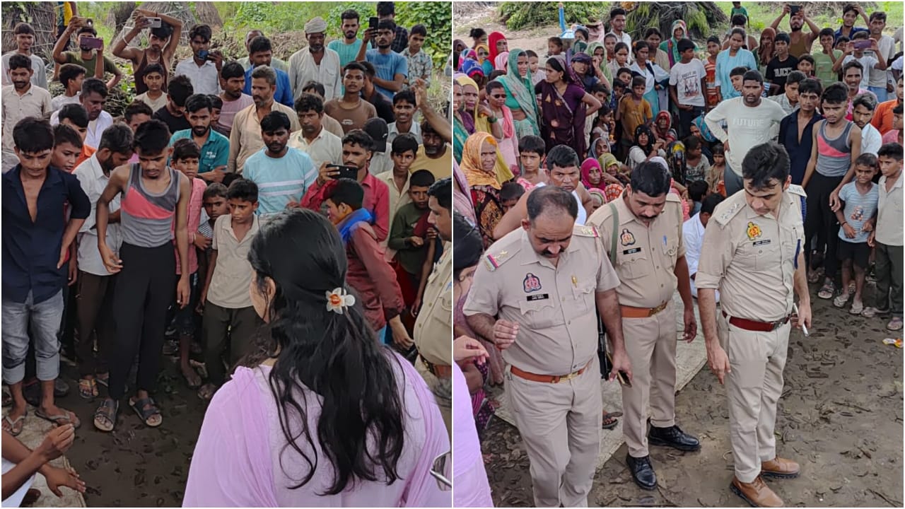 गांव में पहुंचे पुलिस और प्रशासन के अफसर