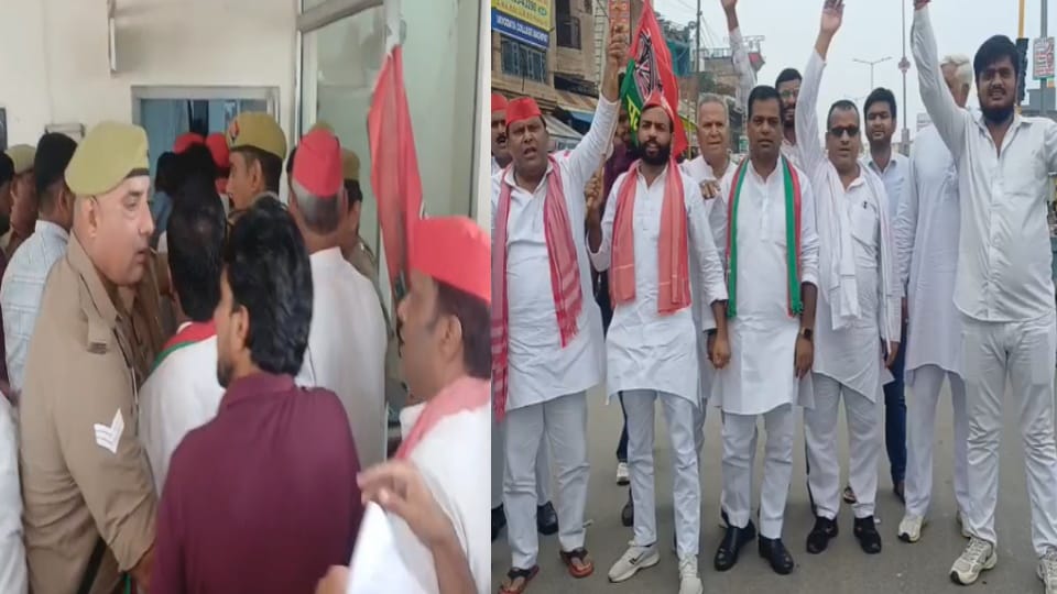 बागपत में सपा कार्यकर्ताओं का हंगामा