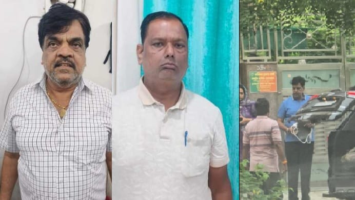 गिरफ्तार आरोपी संदीप जैन और रज्जन बाजपेई, आरोपी गोविंद शर्मा