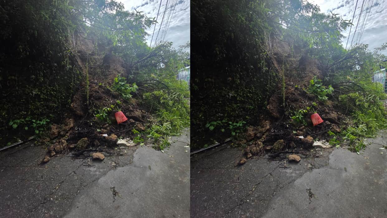 Mussoorie Landslide near nine storey temple in spring Road traffic disrupted Heavy rain