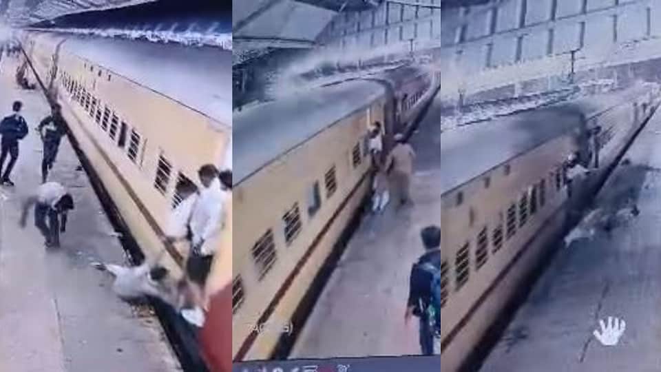 Mathura Junction viral video GRP constable saves passenger life at the station