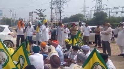 लालड़ू में किसानों का प्रदर्शन