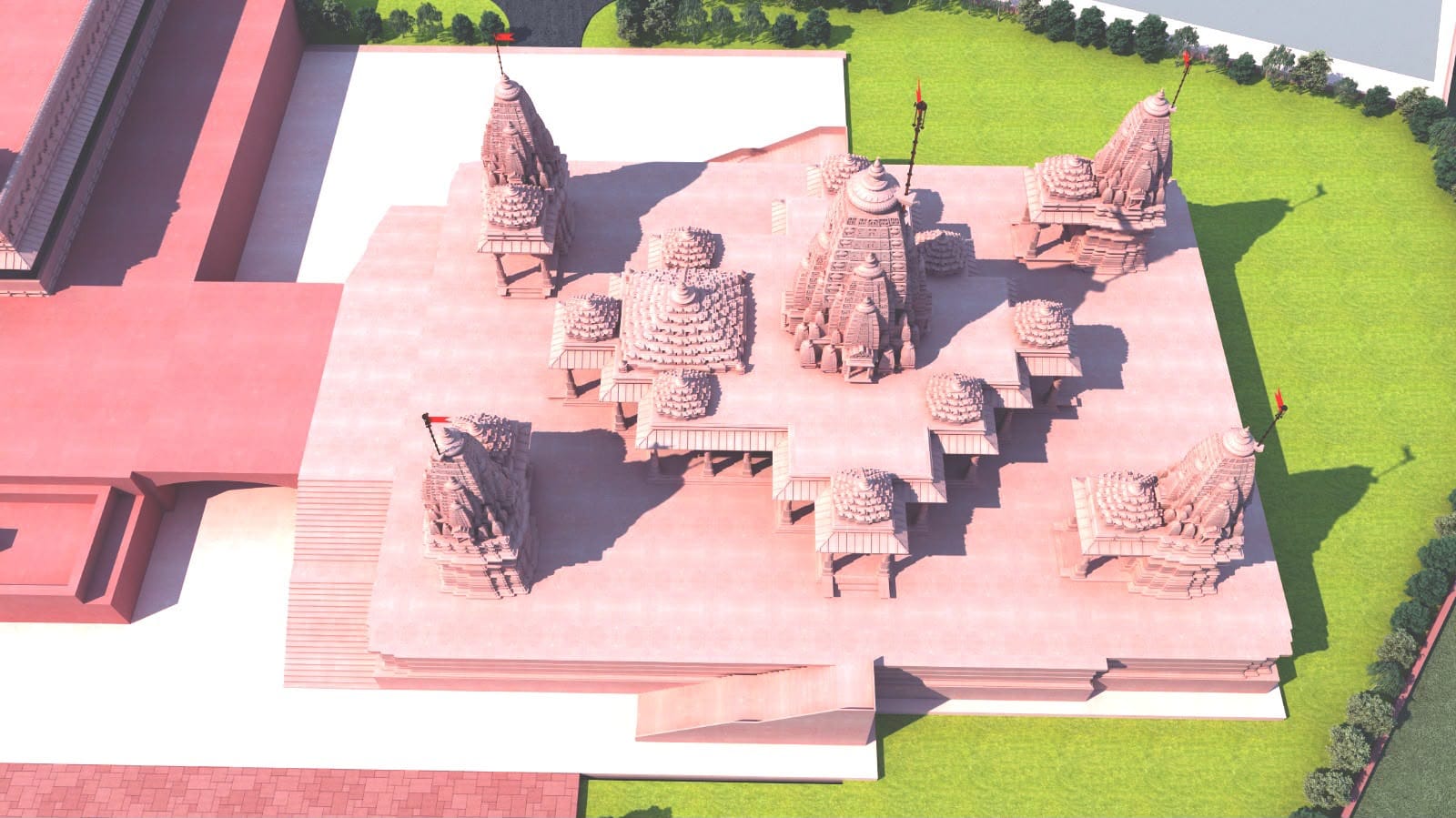 A unique Panchayatana temple will be built in Omkareshwar, MP; 121 *kalash* (spires) and 100 carved pillars wi