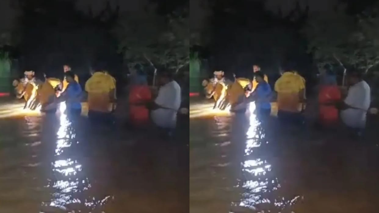 Odisha Flood Car Gets Trapped in Fast-Moving Floodwater Two Rescued