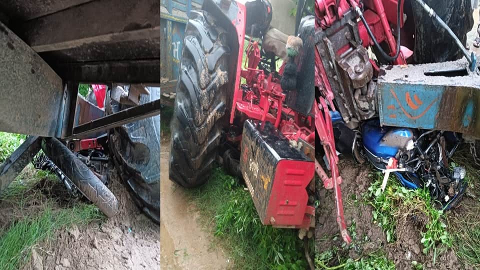 Bike rider injured in tractor-trolley collision