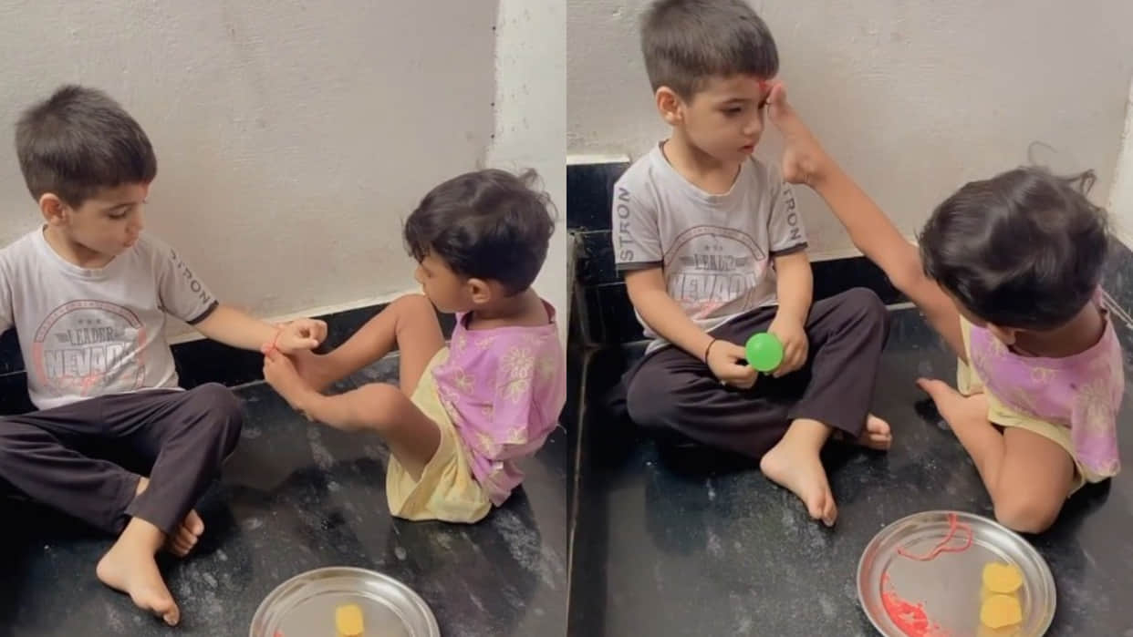 Raksha bandhan girl without hands ties rakhi to brother using feet viral video