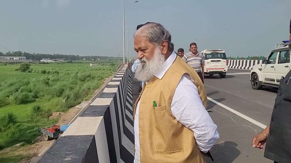 ambala 40-km-long six-lane ring road completed Anil Vij inspects it.